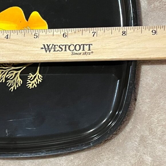 COUROC, MONTEREY, CA, SQUARE PLATE WITH INLAID FLOWER gold detail - Picture 6 of 7